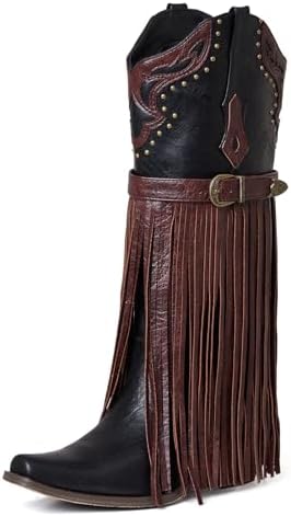 Amazon.com | SheSole Women's Fringe Western Boots Wide Calf Riding