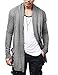 COOFANDY Mens Ruffle Shawl Collar Open Front Lightweight Long Length Drape Cape Overcoat Sweater with Pockets Grey Large