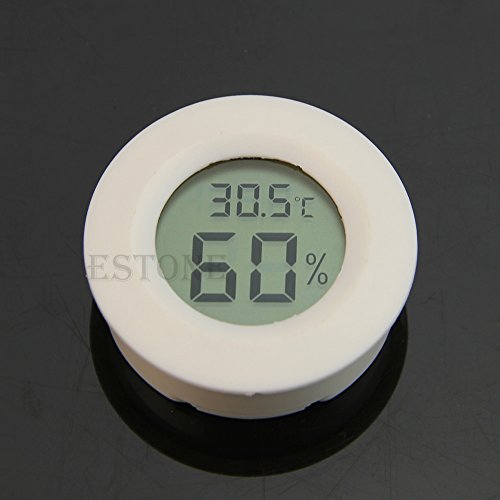 Amrka Mini Indoor Outdoor LCD Hygrometer Humidity Thermometer Round Temperature Meter (White)