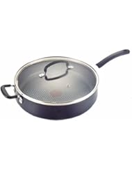 T-fal 1092330 Specialty Nonstick Dishwasher Safe Oven Safe Jumbo Cooker Saute Pan with Glass Lid Cookware, 5.5-Quart, Black