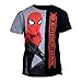 Marvel Boys' Big Split Tee Spiderman T-Shirt, Black/Gray, 8