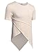 Hotouch Mens Hip Hop Irregular Hem Short Sleeve Tee (Light Khaki M)