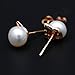 WRISTCHIE 925 Sterling Silver Cute Cat Kitty and Freshwater-cultured Pearl Stud Earrings (Cat)