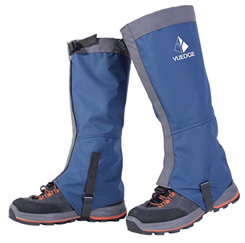 YUEDGE Unisex Velcro Waterproof High Leg Gaiters for Outdoor Fishing, Research, Hunting, Trimming grass (Blue&Gray)