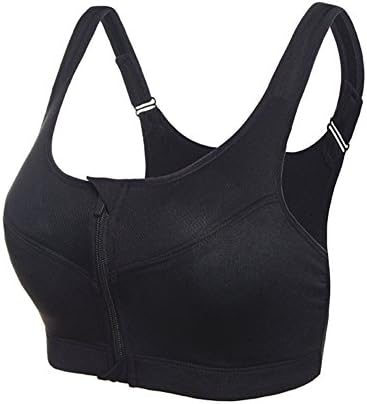 Women's Yoga Bra High Impact Sports Bras Zipper Closure Racerback Support Bra Padded Strappy Sports Bras Medium Workout Bra