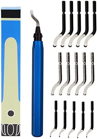 YXGOOD Hand Deburring Tool Kit Set with 15pc HSS Blade- Practical for Cutting Deburrs Wood, Plastic, Aluminum, Copper and Steel(Blue)