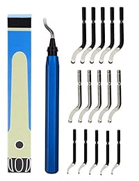YXGOOD - Juego de herramientas para desbarbado de mano con 15 cuchillas HSS - Práctico para cortar desbarbos de madera, plástico, aluminio, cobre y acero (azul)