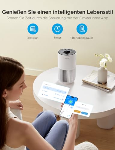 GoveeLife Mini Air Purifier for Bedroom, HEPA Smart Filter, Alexa Control for Pet Hair, Odors, Pollen and Smoke, with 3 Speeds, 2 Modes, Timer and Home Scent