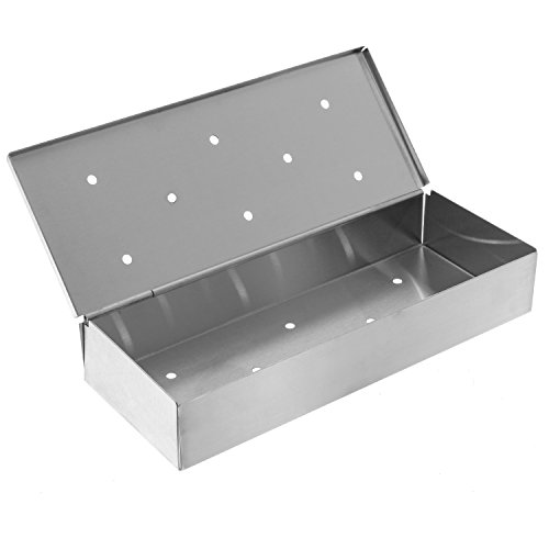 TCP Global BBQ Masters Smoker Box to Add Smokey Flavors to Barbecue Meats Stainless Steel Wood