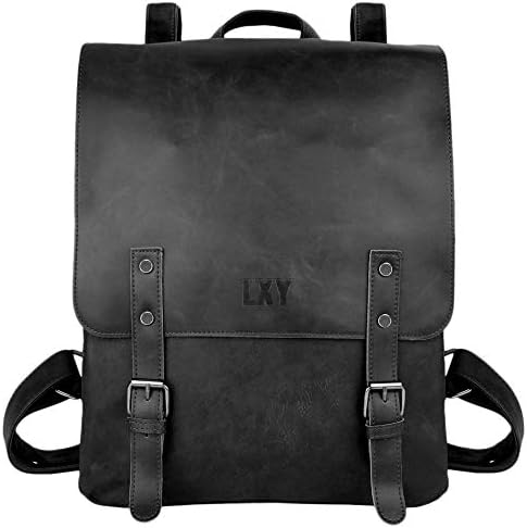LXY Vegan Leather Backpack Vintage Laptop Bookbag for Women Men, Black Faux  Leather Backpack Purse Bookbag Weekend Travel Daypack price in Saudi Arabia  | Amazon Saudi Arabia | kanbkam