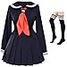 Elibelle Classic Japanese School Girls Sailor Dress Shirts Uniform Anime Cosplay Costumes with Socks set(Black)(Plus size = Asia 5XL)(SSF08BK)