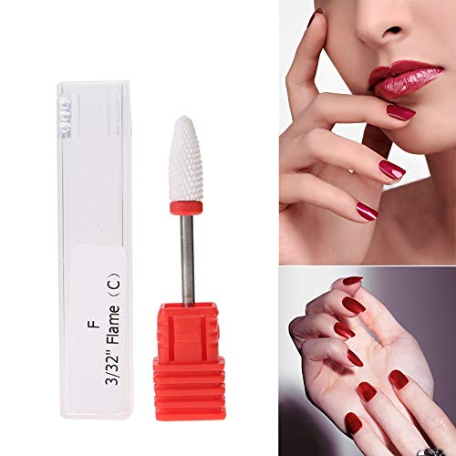 Filfeel 1PCS Nail Drill Bit, Professional Nail Art Electric Manicure Drill Grip Accessories Nursing Care Tool Optional Round Flat Ceramic Grinding Head(Round Corn Head)
