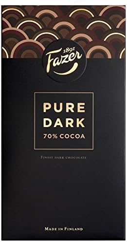 2 Bars x 95g of Fazer Pure Original - Finnish - Dark Chocolate - 70% Cocoa