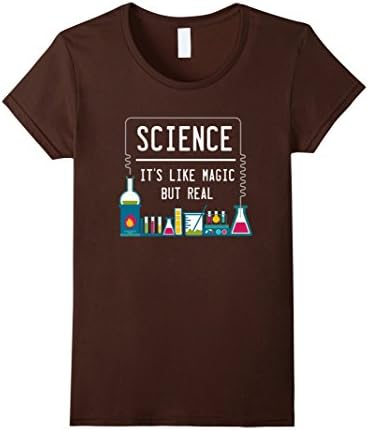 Women's Science It's Like Magic But Real Funny Teacher T Shirt Small Brown