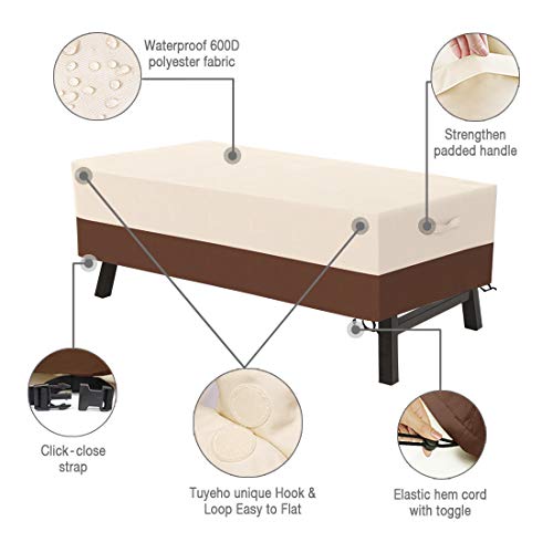 Tuyeho Patio Rectangular Coffee Table Cover 48 x 28 x 13 inch, 600D