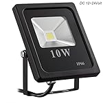 Gianor 10 WATT 12V DC Ultra Bright LED Flood Light Waterproof IP66 Security Lights Daylight White 6000K,1000 Lumen Floodlights