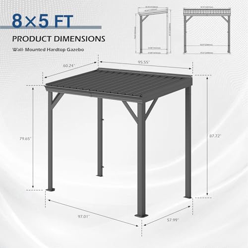 Domi 8' x 5' Lean-to Hardtop Gazebo Review: Wall-Mounted Patio Cover image 8