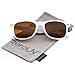 zeroUV - Classic Driving Blue Blocking Amber Tinted Lens Horn Rimmed Sunglasses 55mm (Shiny White/Amber)