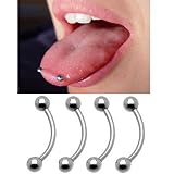 Palettes Maxx Bodyjewellery - 4 Pc 14g 9/16" Surgical Steel Ball Curved Barbells for Snake Eye Tongue Piercing