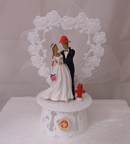 Wedding Party Reception Fireman Maltese Charm Cake Topper