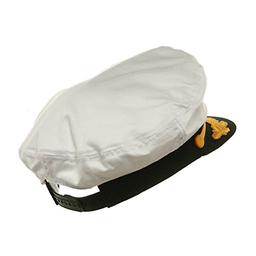 Captain Yacht Hat Boat Cap, Sailor Marine Admiral Hat for Halloween Costume Accessories, 8.6 x 6 x 2'' White