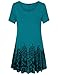 Womens Printed Flow Tunic Shirts,Laksmi Short Sleeve Scoop Neck A Line Loose Fit Casual Top (Medium, Dark Cyan)