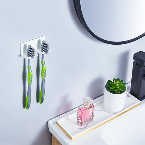 GGQ Electric Toothbrush Holder - Wall Mounted Toothbrush Holder in Holder Electric Toothbrush Heads Without Drilling for Bathroom Toothbrush Holder Self-Adhesive (White, Small)