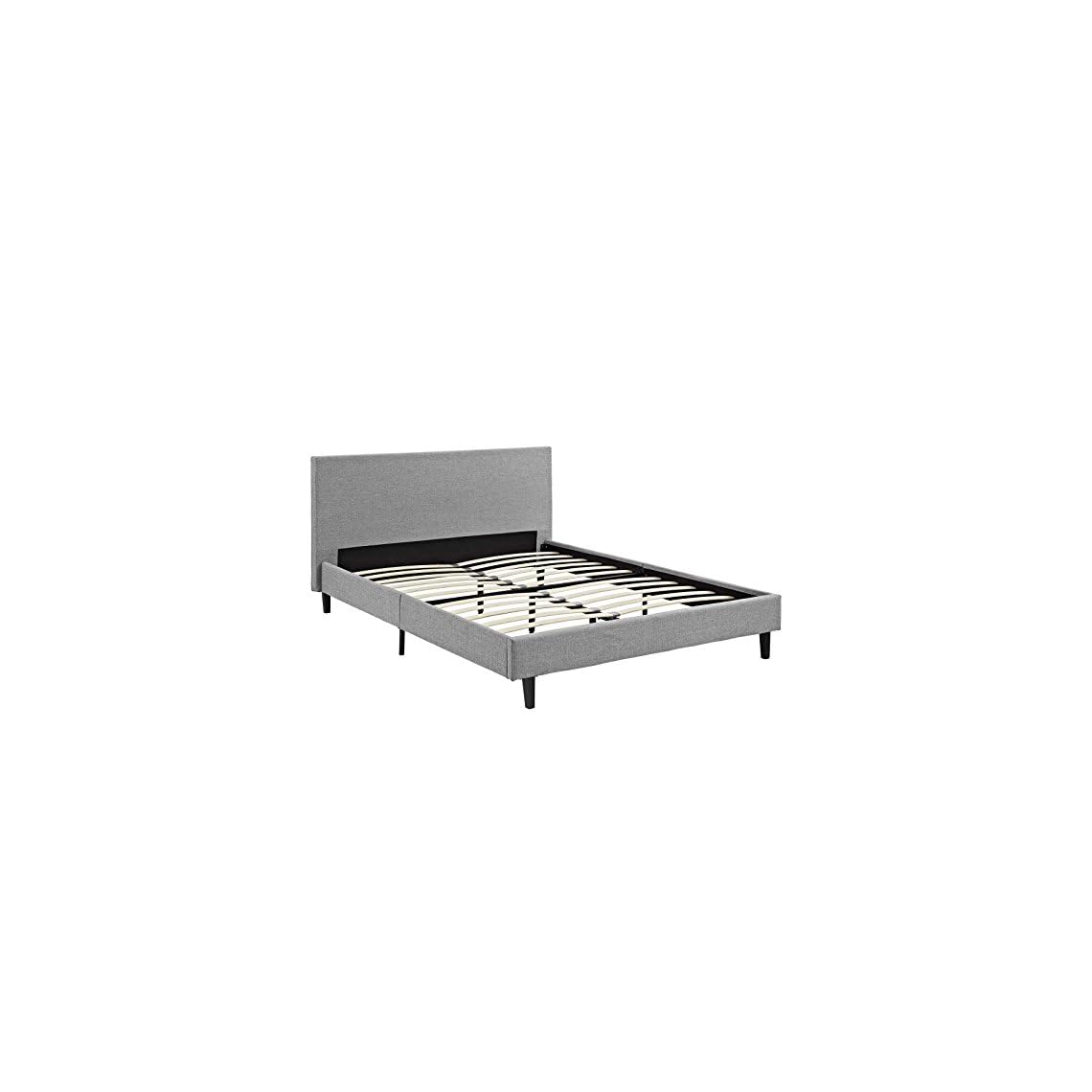 Modway Anya Upholstered Light Gray Platform Bed with Wood Slat Support