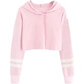 Imily Bela Kids Crop Tops Girls Striped Long Sleeve Fashion Hoodies Pullover Sweatshirts