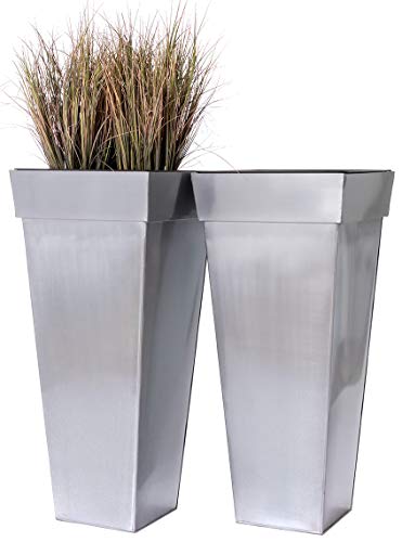 Casa Mina Zink Blumenkübel Übertöpfe Pflanzkübel Blumentopf Shanghai 2er Set Titan 90cm