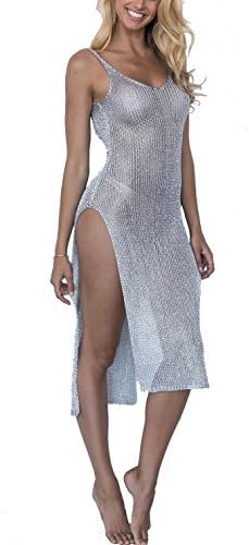 FNKS Women's Gold Knit Beachwear Bikini Cover-up Swimsuit for 2017 Summer