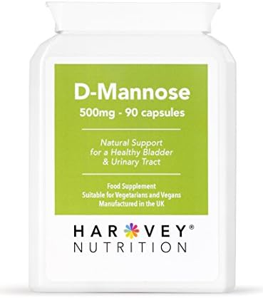 D-Mannose 500mg Capsules - 90 Capsules - Suitable for Vegetarians and Vegans - Manufactured in The UK - Harvey Nutrition