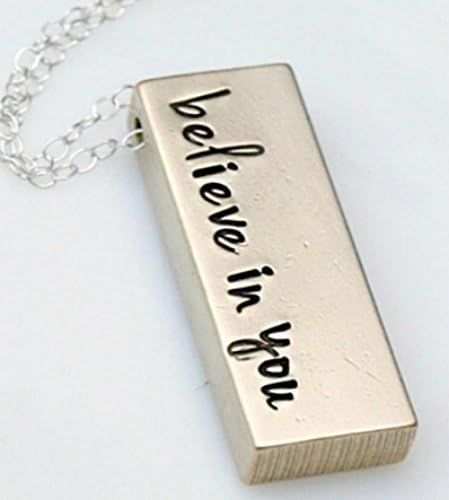 Thick Solid Brass Inspirational Bar Necklace * Personalized Custom Jewelry with Initial Name Text Quote Necklace