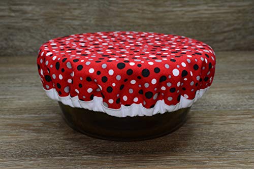 Eco-Friendly // Reusable // Bowl Covers // Set of 3 // Contemporary Polka Dots