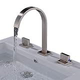 Rozin Brushed Nickel Widespread 3pcs Bathroom Sink Faucet Double Knobs Basin Vanity Mixer Tap