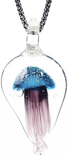 Venetian Glass Lamp Work Necklace Charm Pendant Jellyfish (Cobalt)