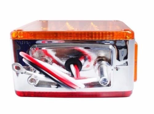 2pc Amber/Red 39 LED Double Face Stud Mount Pedestal Fender Stop Turn Tail Light for Truck Trailer Peterbilt Freightliner Kenworth Mack Western Star. Left and Right Side Lights