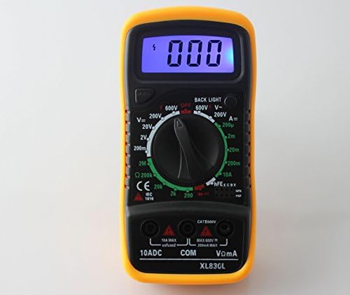 McMin XL830L Digital Multimeter Tester Voltmeter Ammeter Ohmmeter - AC / DC Voltage, DC Current, Resistance, Continuity, Diodes, hFE Tester with Backlit LCD Multimeter