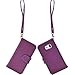 Wisdompro S6 Case, Premium PU Leather 2-in-1 Protective Folio Flip Wallet Case with Credit Card Holder Slots and Wrist Lanyard for Samsung Galaxy S6 - Purple