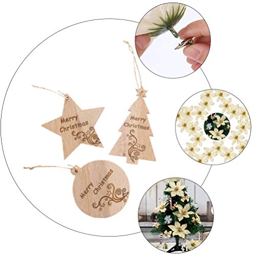 Toddmomy Kerstversiering Set Kerstster Bloemen Strik Zuurstok Houten Uitsparingen Sneeuwvlok Klokken Ornamenten Voor Kerstboom Krans Decor 123 Stuks - Afbeelding 5