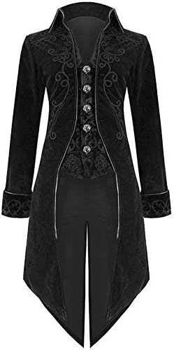 LisYOU F Mens Tailcoat Jacket Button Long High-Neck Uniform Costume Praty Outwear Coat