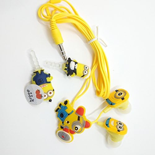 Pm0606 despicable me minions Character Ear set 3.5mm Earphones Quality Sound with a dust free cap for mobile phone , Great gift for kids, Boys, Girls, Adult Mania rare item