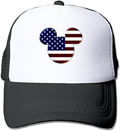 Mickey Mouse Character America Flag Logo Trucker Cap With Mesh Back Adjustable Hat