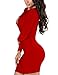 VOGRACE Women's Long Sleeve Cut Out Bandage Bodycon Party Clubwear Dress L Red