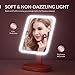 EASEHOLD Lighted Vanity Mirror LED Make Up Mirror Table 10.7 in with 37 LED Lights Detachable 10X Magnifying Spot Mirror Stepless Dimming 180 Degree Rotation Countertop Cosmetic Bathroom (Pink)