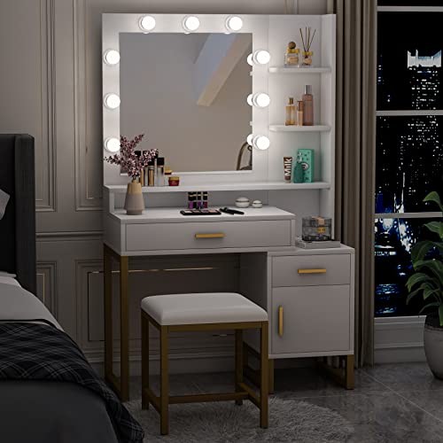 Tribesigns Vanity Set with Lighted Mirror & Stool, Elegant Makeup Table