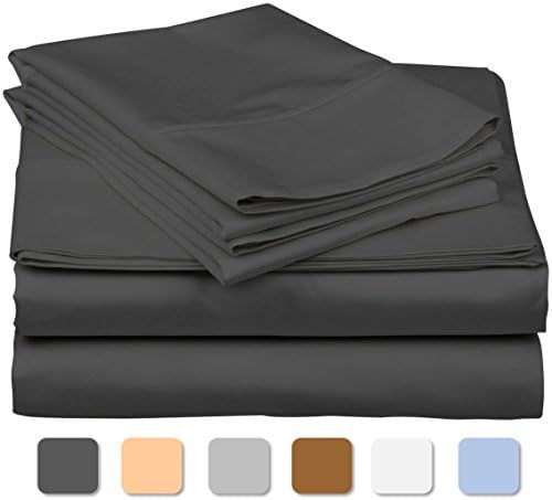 Carressa Linen 100% Egyptian Cotton Queen Sheet Set - 800 High Thread Count Egyptian Cotton Sheets Queen Size (4 PC, Graphite Gray), Soft, Cooling, 16" Deep Pocket Sateen Weave Luxury Hotel Bed SheetOEKO-TEX STANDARD 100