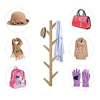 Coat Rack Wall Mounted Coat Hook Wall Supports Over 120 lbs Goods Bamboo Modern Hat Rack for Bags Scarves Clothes Handbag Umbrella for Bedroom Bathroom 8 Hooks