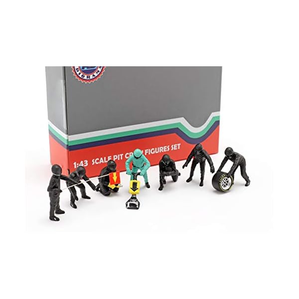 American Diorama Formel 1 Pit Crew Figuren-Set #1 Team Schwarz 1:43