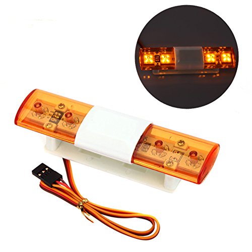 LAFEINA Multi-function LED Police Flash Light Lamp for 1/10 1/8 RC HSP Traxxas TAMIYA CC01 RC4WD D90 Axial SCX10 Model Car (Orange)